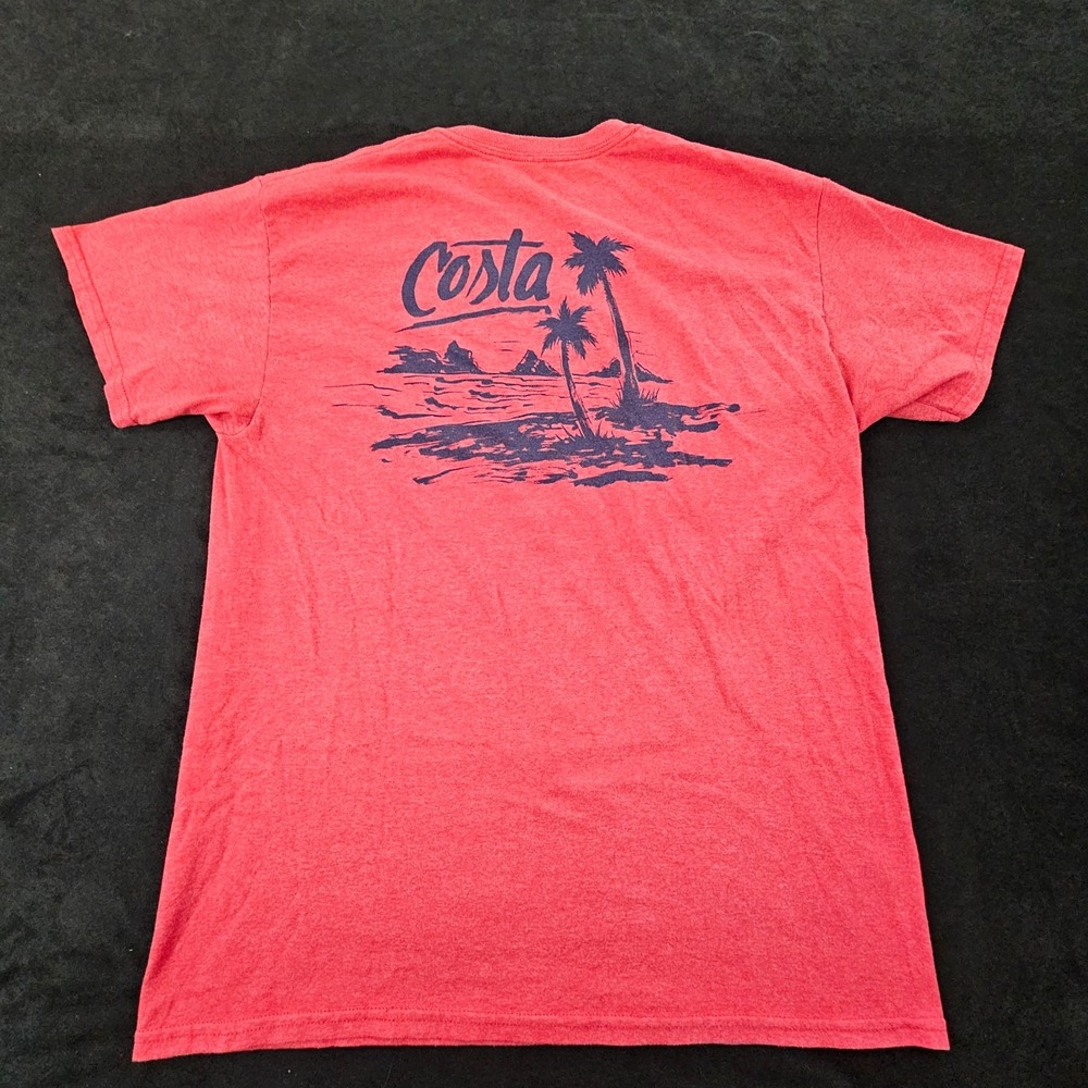 Costa Beach Red Short Sleeve Cotton Blend T-Shirt Men's L